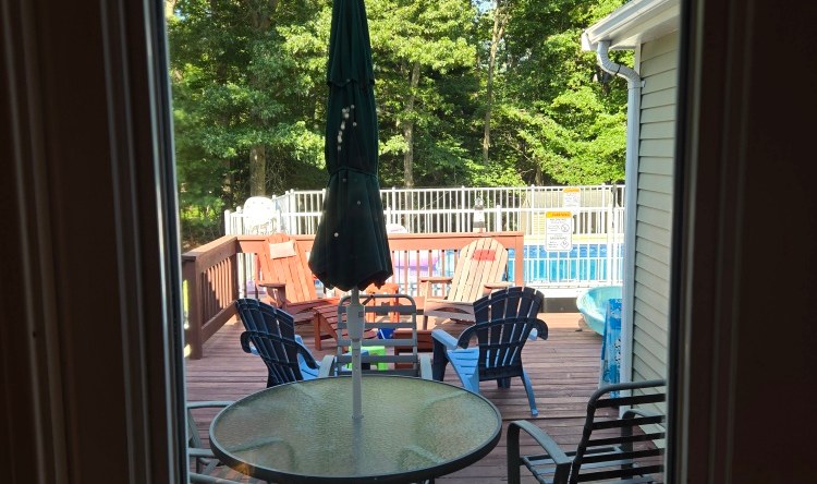 Clean window with clear view of a deck